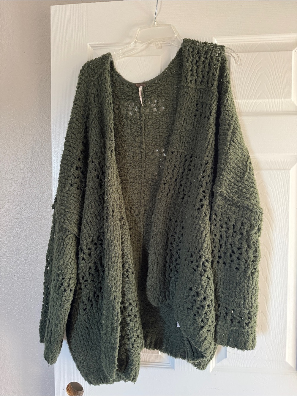 Free People Olive Green Chunky Open Cardigan